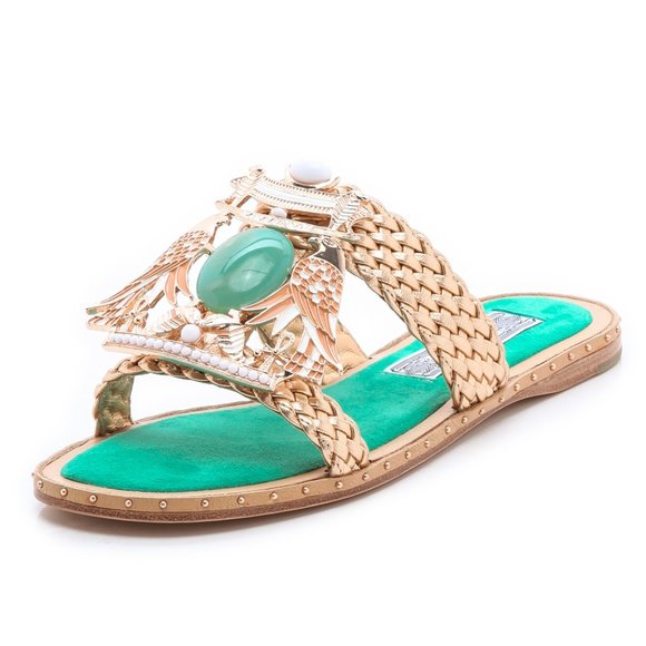 NEW Ivy Kirzhner Gold Tutankhamen Leather Sandals - Picture 3 of 15